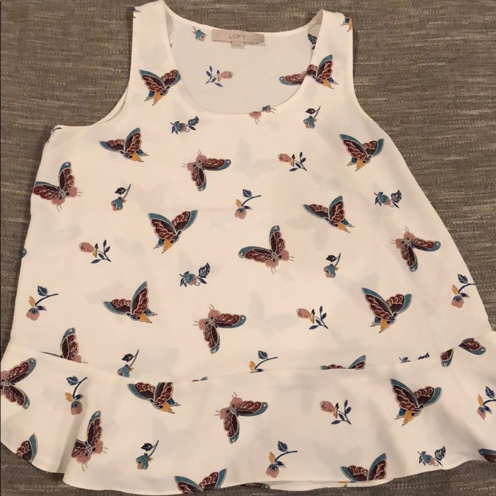 Loft▪️White Flowy Bufferfly Tank in Medium Petite